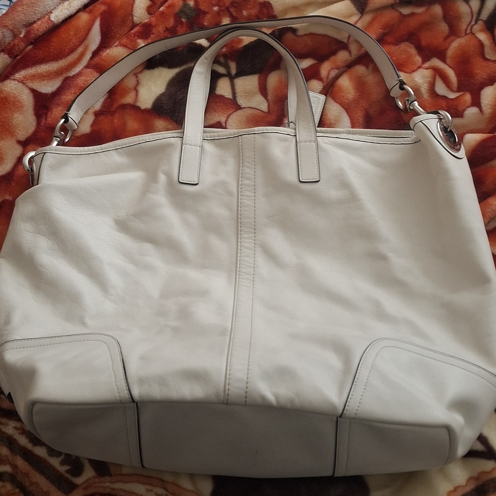 Coach White Leather Tote Bag Size XL